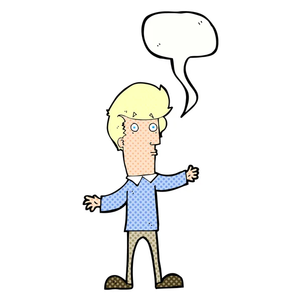 Hombre de dibujos animados sobresaltado con burbuja de habla — Archivo Imágenes Vectoriales