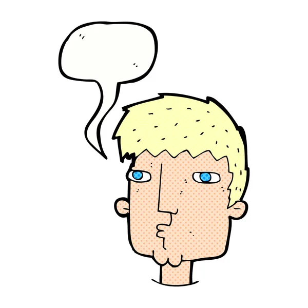 Desenho animado homem curioso com bolha de fala — Vetor de Stock