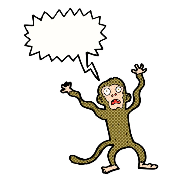 Mono asustado de dibujos animados con burbuja de habla — Vector de stock
