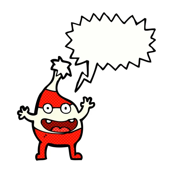 Мультфильм смешное рождественское создание с пузырьком речи — стоковый вектор