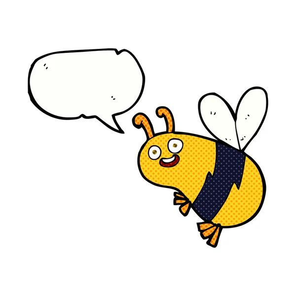 Grappige cartoon bee met tekstballon — Stockvector