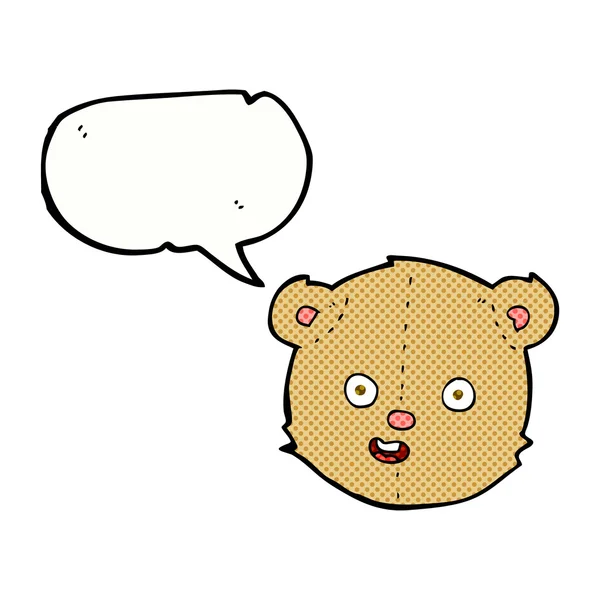 Cartoon teddy bear hoofd met tekstballon — Stockvector