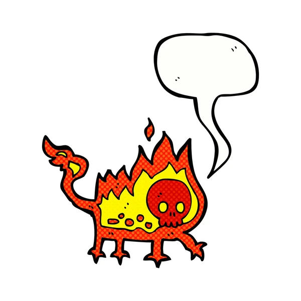 Cartoon kleiner Feuerteufel mit Sprechblase — Stockvektor