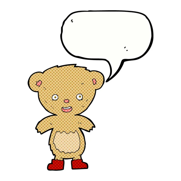 Oso de peluche de dibujos animados con burbuja de habla — Vector de stock