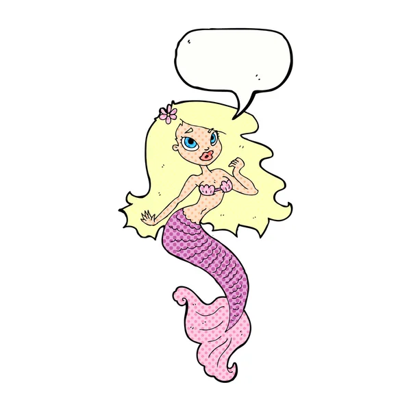 卡通人物美丽的美人鱼与言语泡沫 — 图库矢量图片