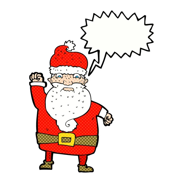 Cartoon angry santa claus with speech bubble — Stock Vector