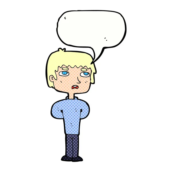 Karikatur unglücklicher Mann mit Sprechblase — Stockvektor
