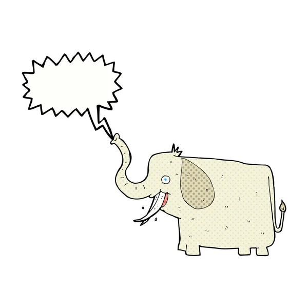 Cartoon gelukkig olifant met spraakzeepbel — Stockvector