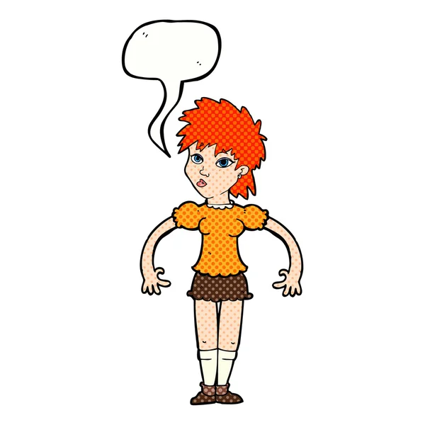 Dessin animé femme curieuse avec bulle de parole — Image vectorielle