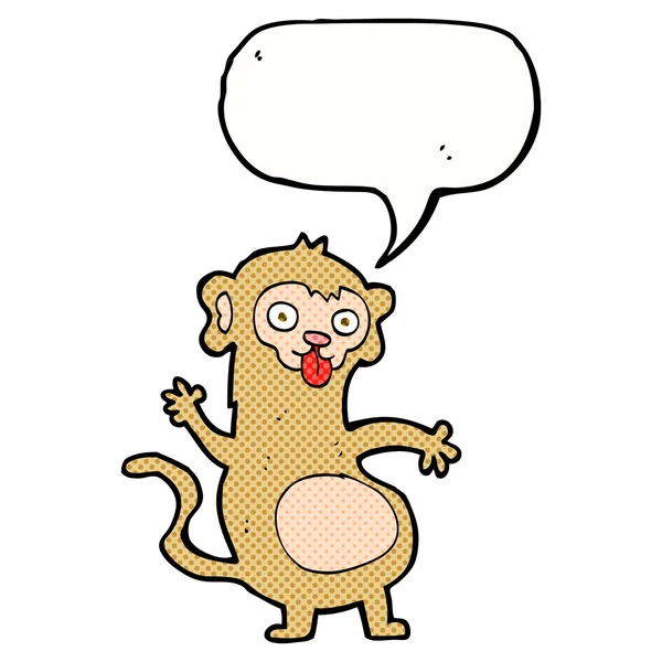 Divertente scimmia dei cartoni animati con la bolla discorso — Vettoriale Stock