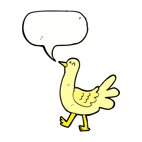 Мультяшний пішохідний птах з мовною бульбашкою — стоковий вектор