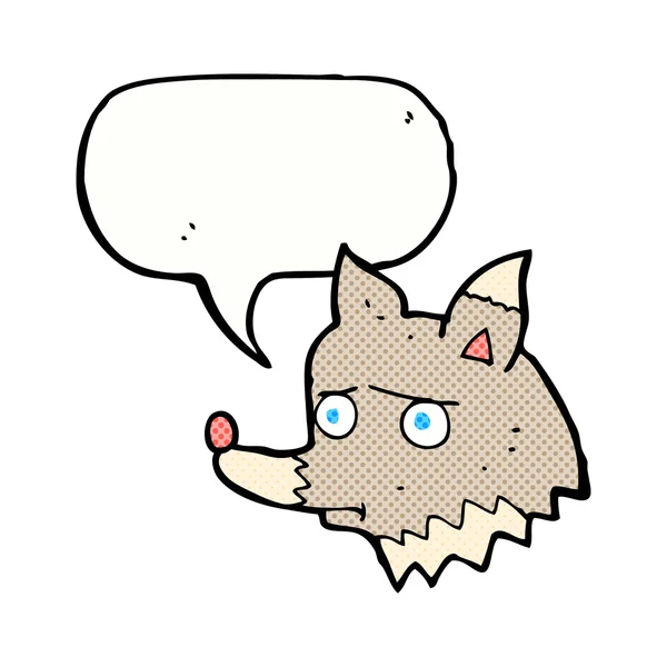 Cartoon unhappy wolf with speech bubble — Stock Vector