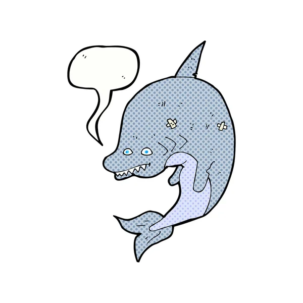 Requin dessin animé avec bulle de parole — Image vectorielle