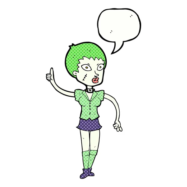 Desenho animado halloween menina com bolha de fala — Vetor de Stock