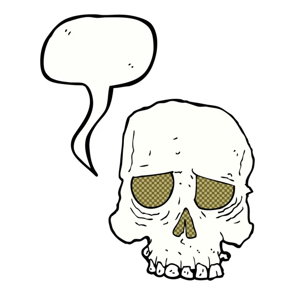 Desenho animado assustador crânio com bolha de fala —  Vetores de Stock