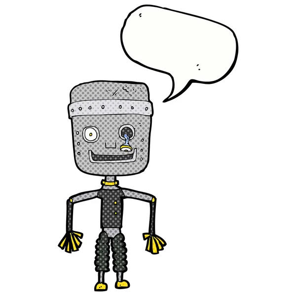 Cartoon oude robot met spraakbel — Stockvector