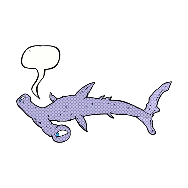 Requin marteau dessin animé avec bulle de parole — Image vectorielle