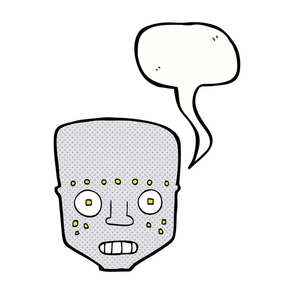 Cartoon robot head with speech bubble — Stock Vector