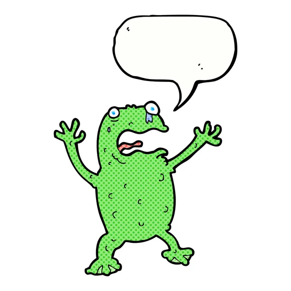 Cartoon frightened frog with speech bubble — Stock Vector