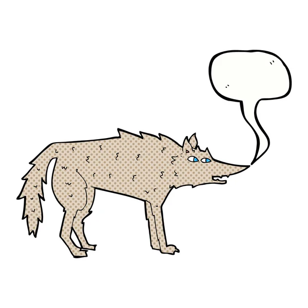 Kreslený vlk s bublinou řeči — Stockový vektor
