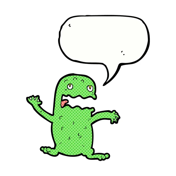 Karikatur lustiger Frosch mit Sprechblase — Stockvektor