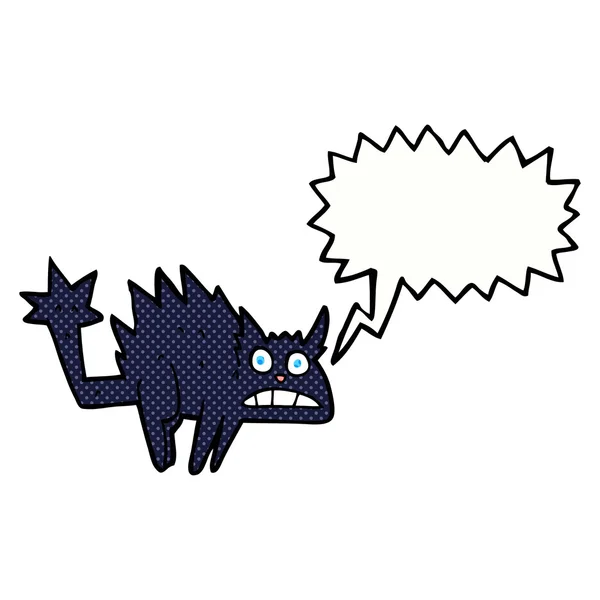 Cartone animato spaventato gatto nero con bolla discorso — Vettoriale Stock