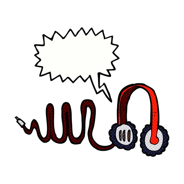 Cartoon headphones with speech bubble — Stock Vector