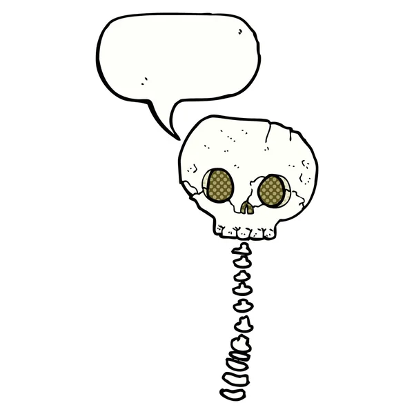 带有言语泡沫的卡通片恐怖骷髅和脊椎 — 图库矢量图片