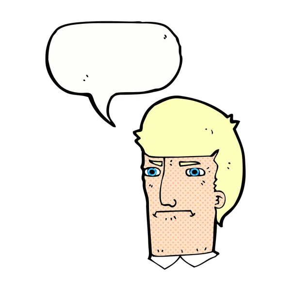 Hombre de dibujos animados estrechando los ojos con burbuja del habla — Archivo Imágenes Vectoriales