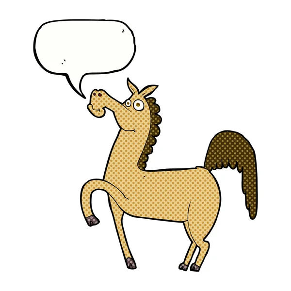 Divertido caballo de dibujos animados con burbuja de habla — Archivo Imágenes Vectoriales