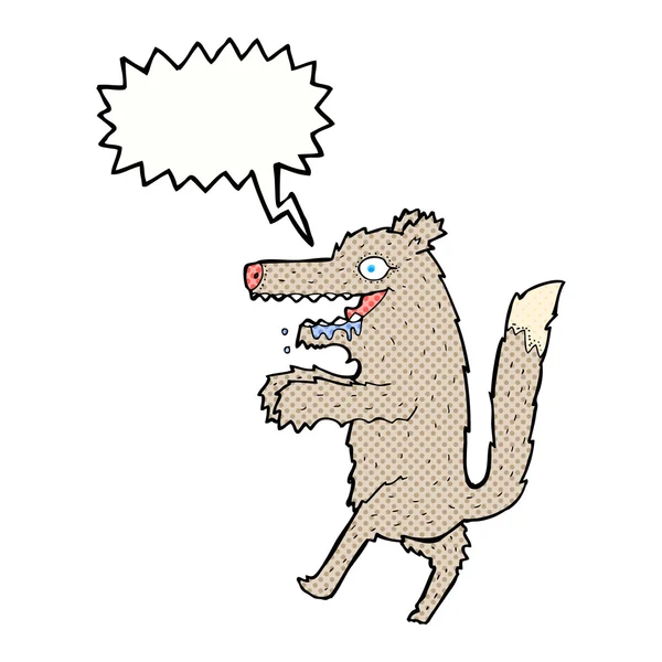 Cartoon big bad wolf with speech bubble — Stock Vector