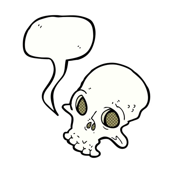 Gruseliger Totenkopf mit Sprechblase — Stockvektor