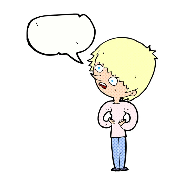 Dibujos animados sorprendió a la mujer con la burbuja del habla — Archivo Imágenes Vectoriales