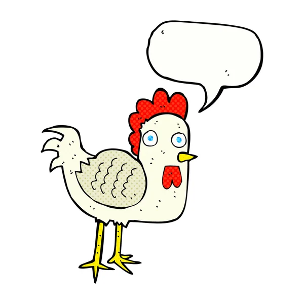 Kreslené kuře s bublinou řeči — Stockový vektor