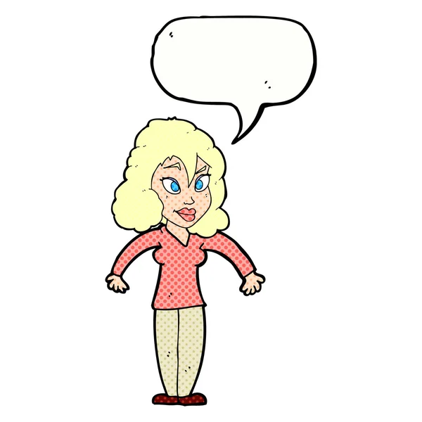 भाषण बबल सह कार्टून स्त्री खांद्यावर झुंजणे — स्टॉक व्हेक्टर