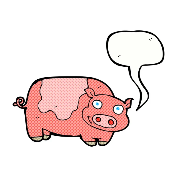 Мультяшна свиня з мовною бульбашкою — стоковий вектор