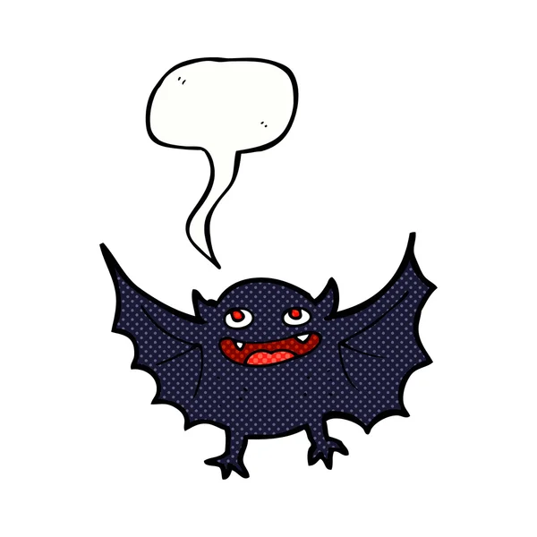 Murciélago vampiro de dibujos animados con burbuja de habla — Archivo Imágenes Vectoriales