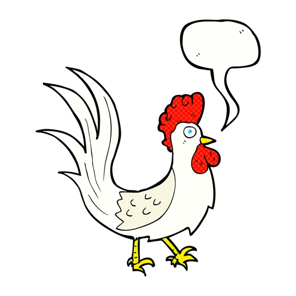 Cockerel dessin animé avec bulle de parole — Image vectorielle