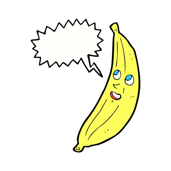 Cartoon happy banana with speech bubble — Stock Vector