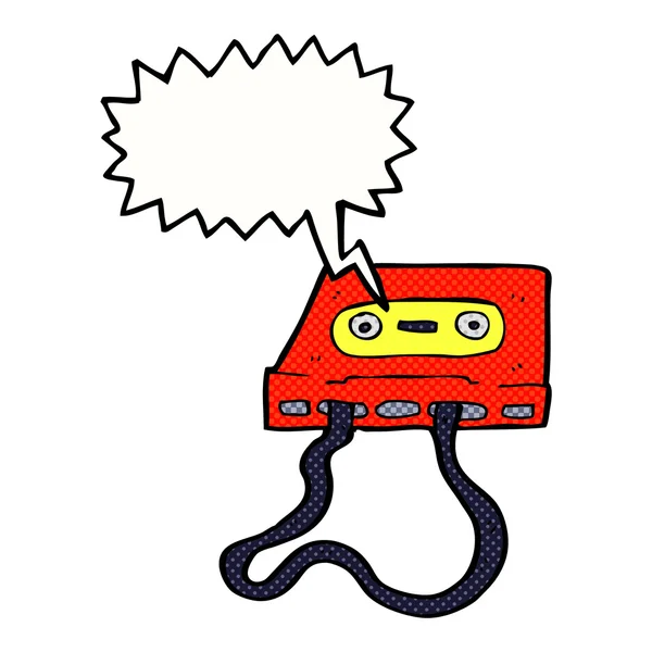 Cartoon cassette tape with speech bubble — Stock Vector