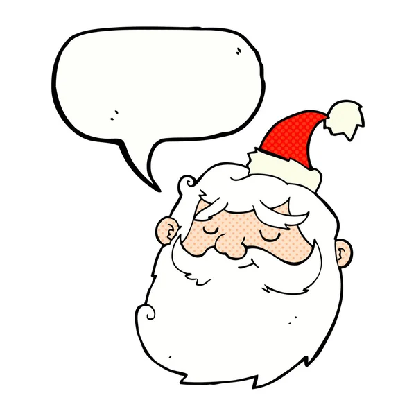 Cartoon santa clubface with speech bubble — стоковый вектор