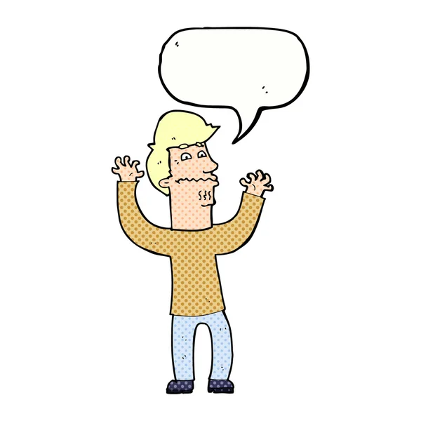 Desenho animado homem nervoso com bolha de fala —  Vetores de Stock