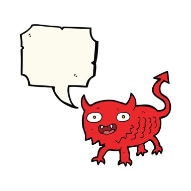 Konuşma baloncuğu olan küçük şeytan.