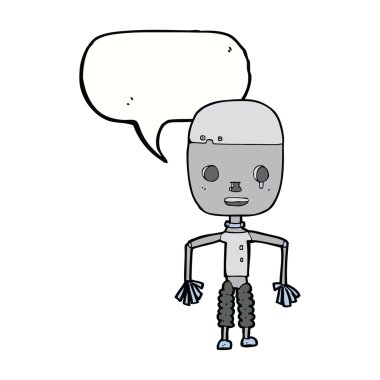 Konuşma baloncuklu çizgi film robotu