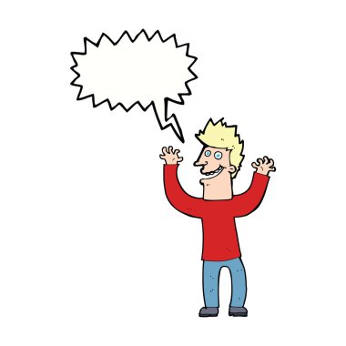 çizgi film heyecanlı adam konuşma baloncuğu ile