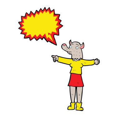 çizgi film işaret kurt adam kadınla konuşma balonu