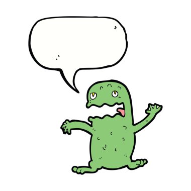 karikatür komik kurbağa ile konuşma balonu