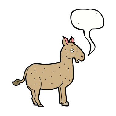 Konuşma baloncuklu çizgi film katırı