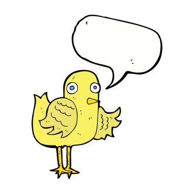 karikatür kuşu konuşma baloncuğuyla kanat sallıyor
