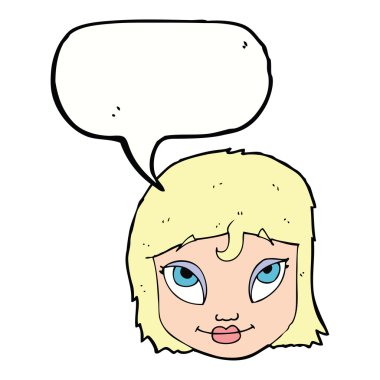 çizgi film kadın konuşma balonu ile gülümseyen